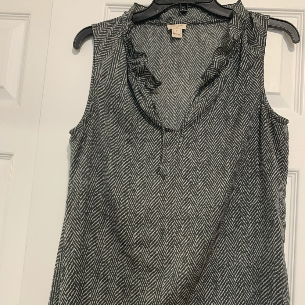 J. CREW Sleeveless Ruffle Tie Neck Top